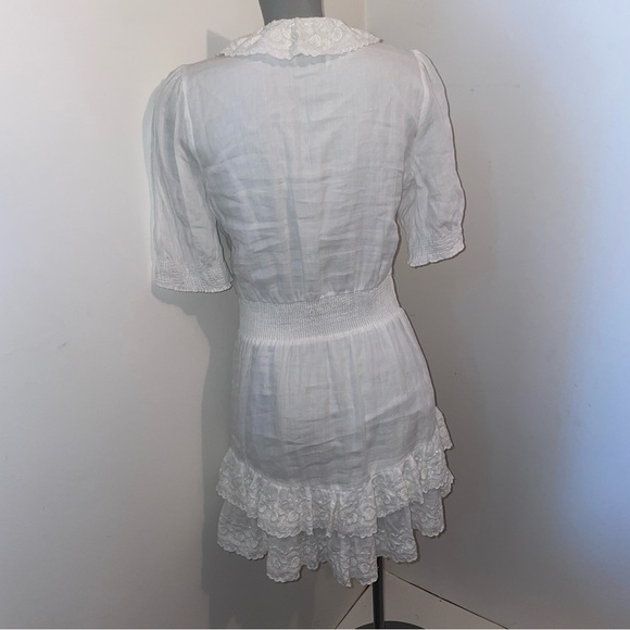 Les Coyotes de Paris dress lace trim ramie cotton white girls size 18 womens XS - Picture 7 of 9